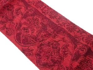 手織り真綿紬花唐草模様織出し名古屋帯